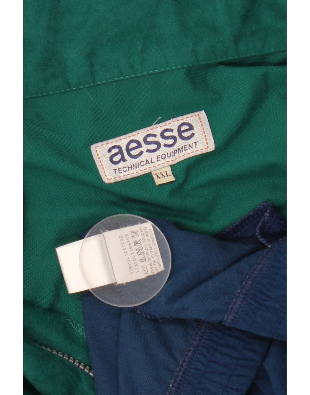 Aesse Mens Velour Tracksuit Top Jacket 2XL Navy Blue Colourblock Polyester