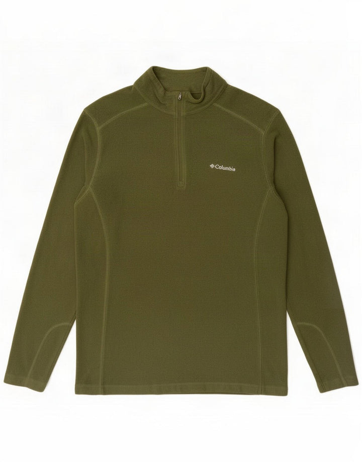 Columbia Mens Zip Neck Fleece Jumper Medium Green Polyester