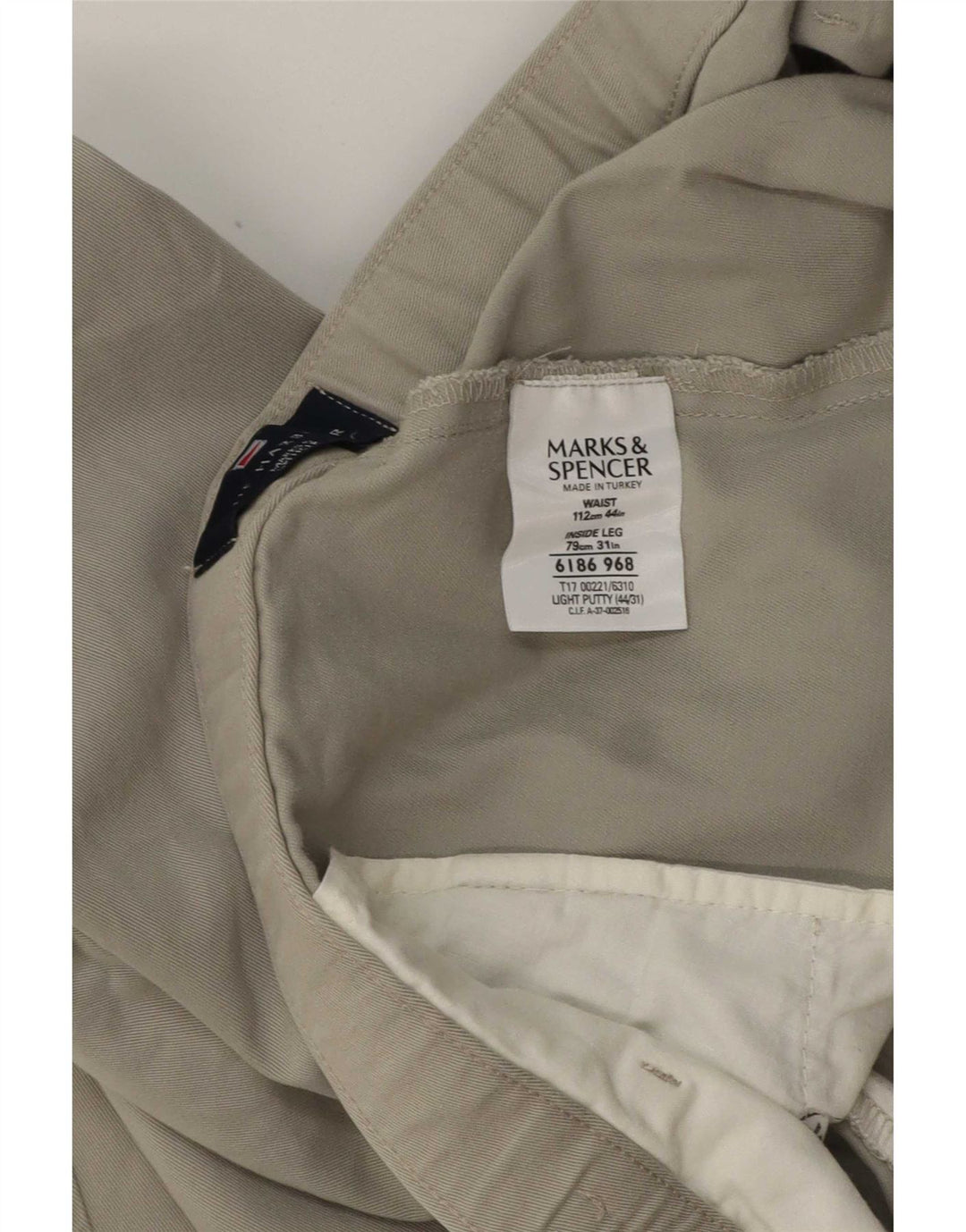 Marks & Spencer Mens Blue Harbour Pegged Chino Trousers W44 L31 Khaki