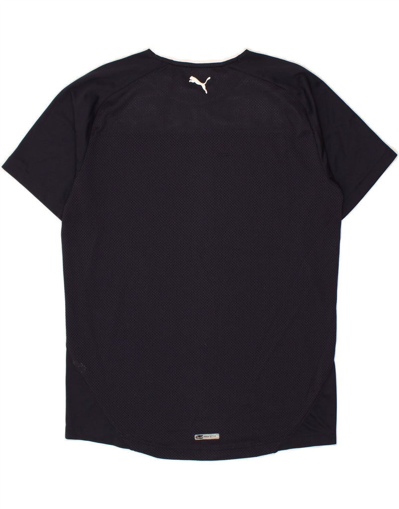 PUMA Mens T-Shirt Top Medium Navy Blue Colourblock | Vintage Puma | Thrift | Second-Hand Puma | Used Clothing | Messina Hembry 