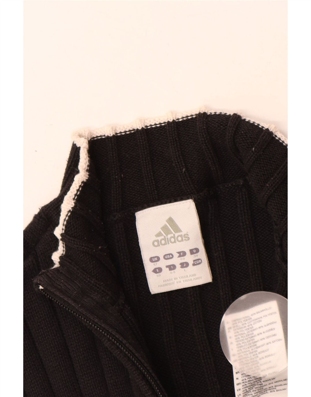 ADIDAS Womens Cardigan Sweater UK 12 Medium Black Cotton