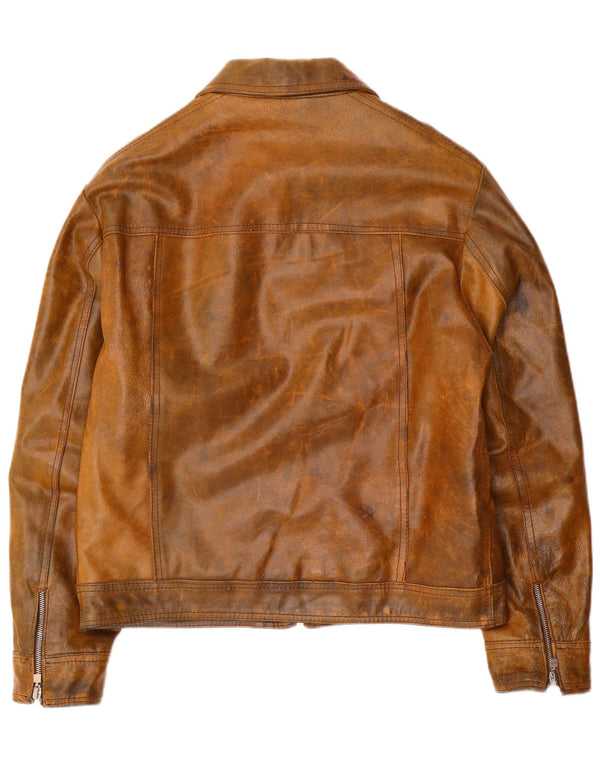 Vintage Mens Leather Jacket UK 38 Medium Brown Leather