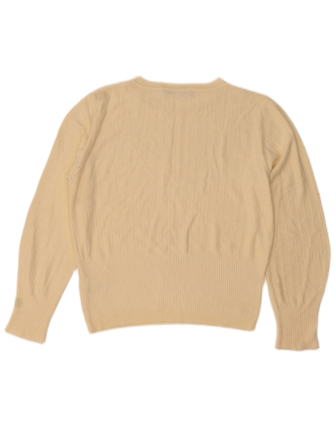 Marks & Spencer Womens Crew Neck Jumper Sweater UK 12 Medium  Beige Viscose