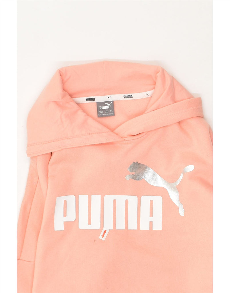 PUMA Girls Crop Oversized Hoodie Jumper 9-10 Years Pink Cotton | Vintage Puma | Thrift | Second-Hand Puma | Used Clothing | Messina Hembry 