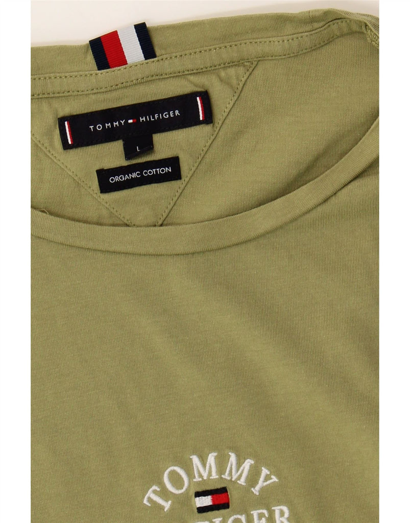 TOMMY HILFIGER Mens T-Shirt Top Large Green Cotton Vintage Tommy Hilfiger and Second-Hand Tommy Hilfiger from Messina Hembry 