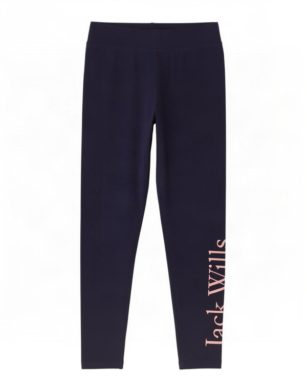 Jack Wills Girls Graphic Leggings 9-10 Years Navy Blue Cotton