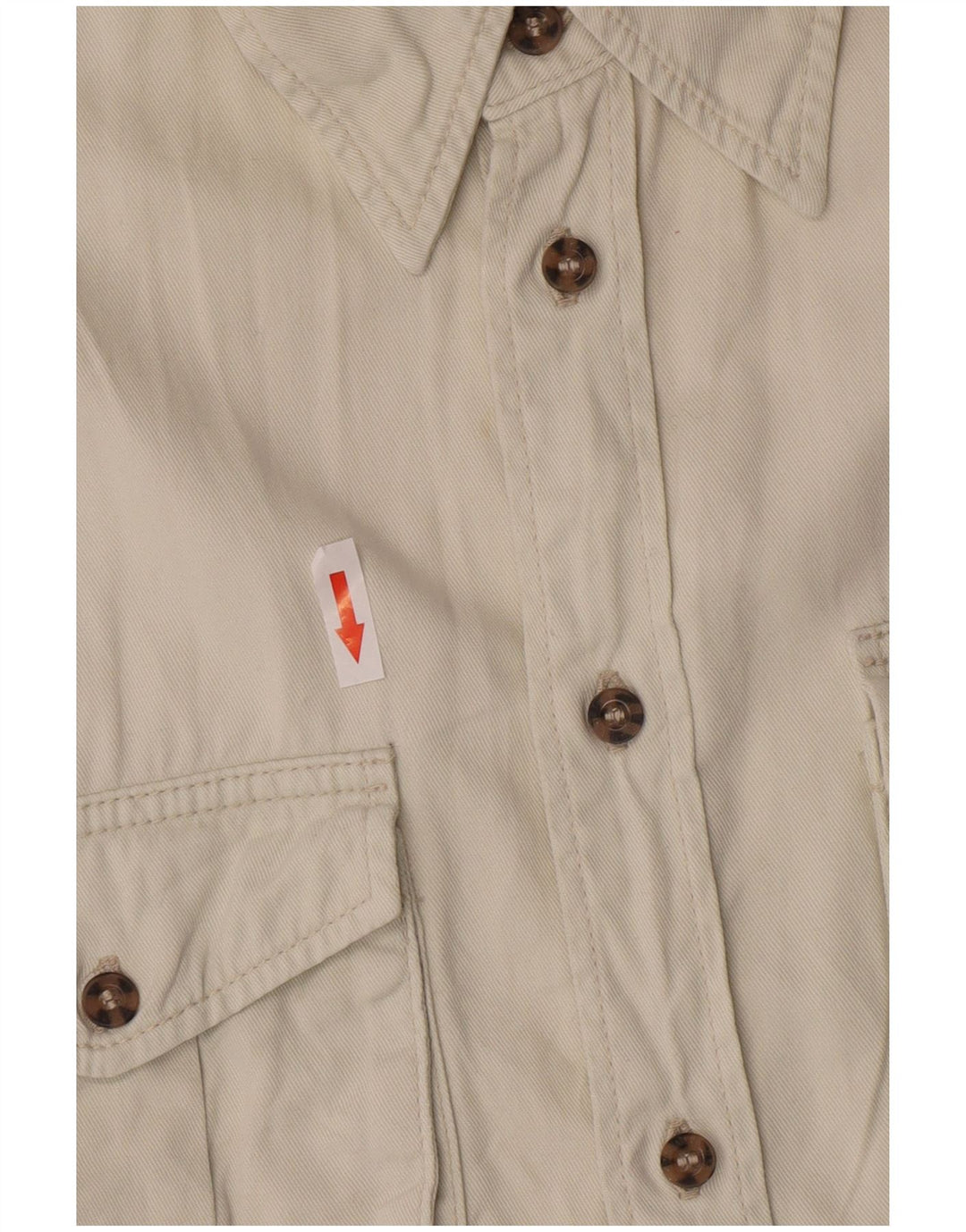 Wrangler Mens Short Sleeve Military Shirt Medium Off White Cotton