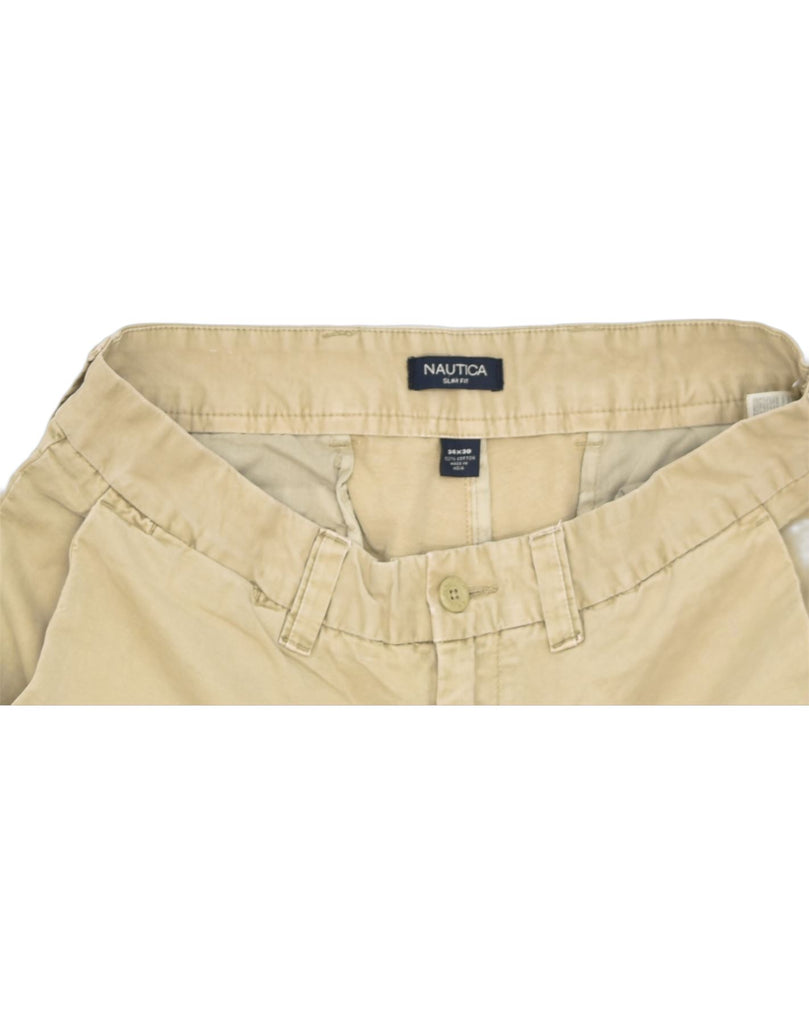 NAUTICA Mens Slim Fit Chino Trousers W34 L30 Beige Cotton | Vintage | Thrift | Second-Hand | Used Clothing | Messina Hembry 