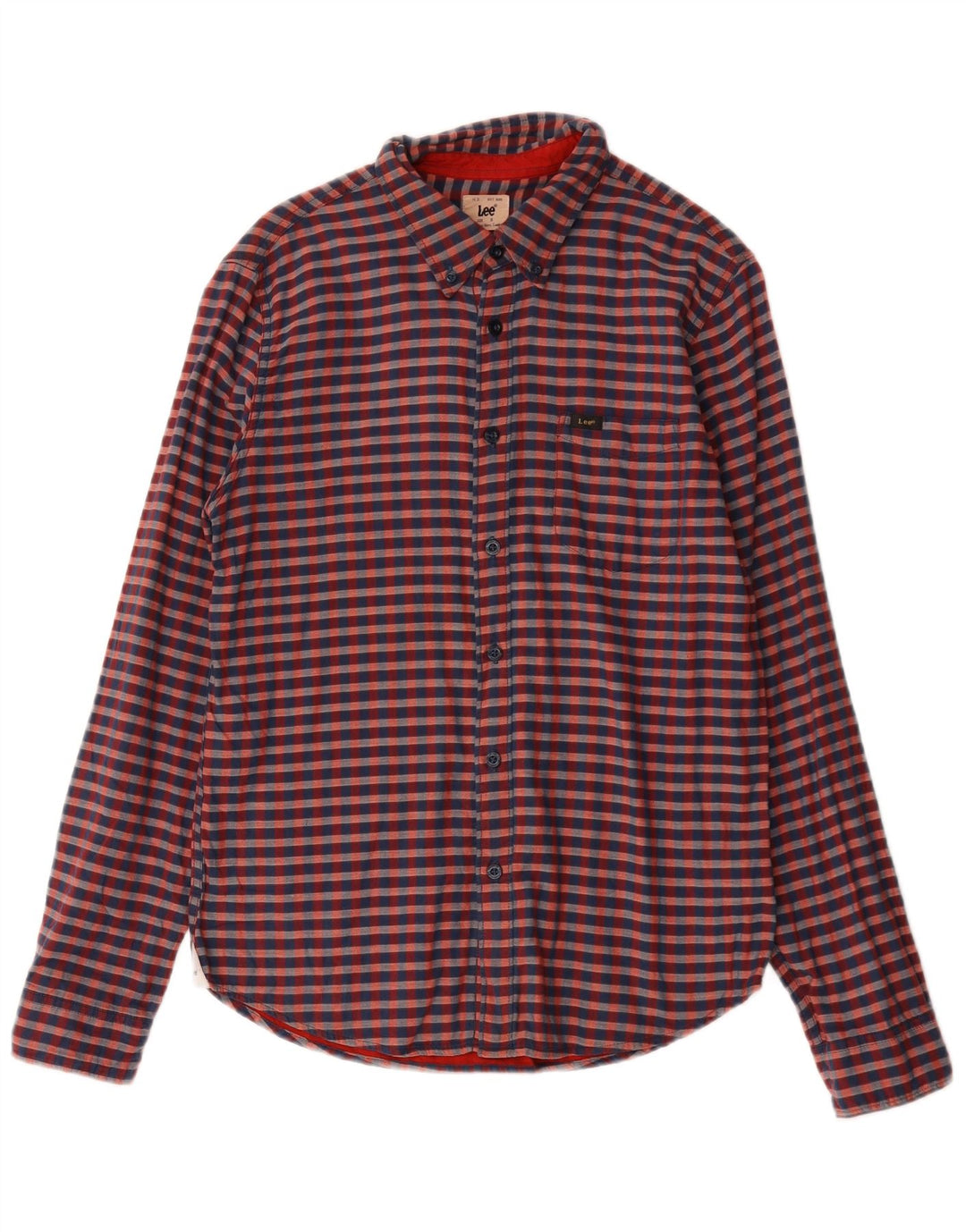 Lee Mens Shirt Small Red Gingham Cotton