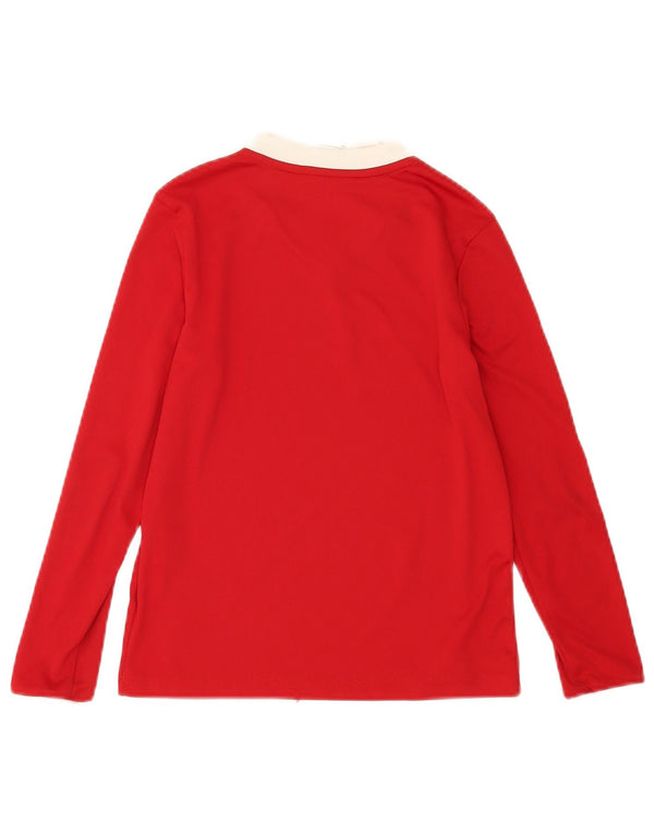 Adidas Boys Climalite Top Long Sleeve 9-10 Years Medium Red Polyester