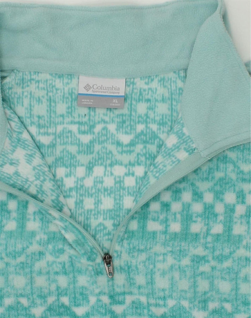 COLUMBIA Girls Zip Neck Fleece Jumper 15-16 Years XL Turquoise Polyester | Vintage Columbia | Thrift | Second-Hand Columbia | Used Clothing | Messina Hembry 