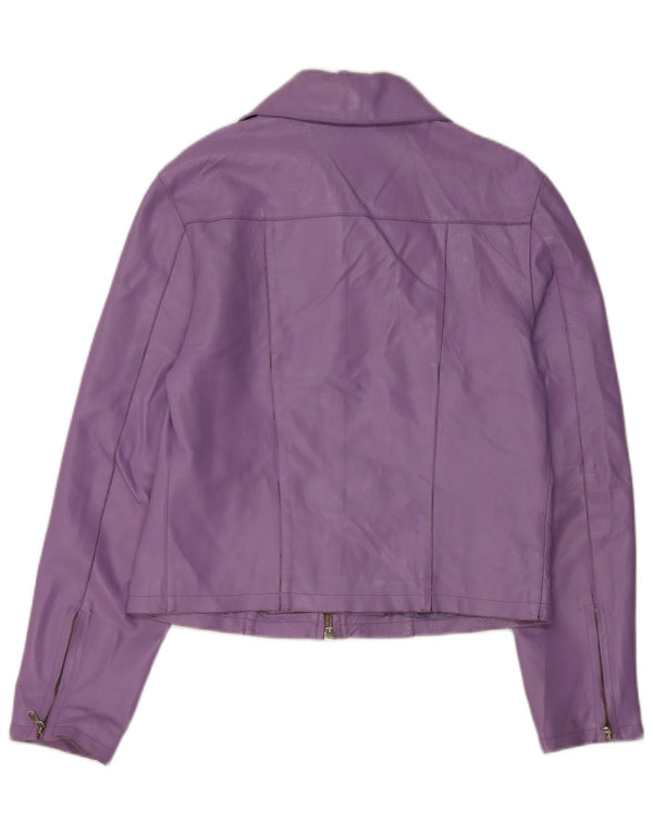 Habana Womens Leather Jacket UK 10 Small Purple Leather