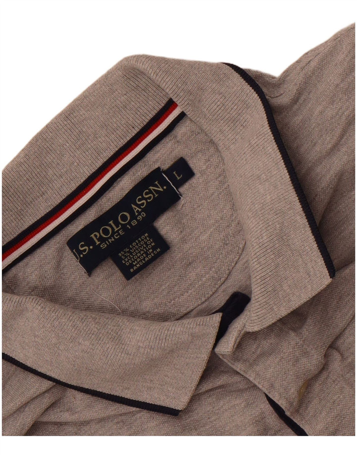 U.S. Polo Assn. Mens Graphic Polo Shirt Large Grey Cotton