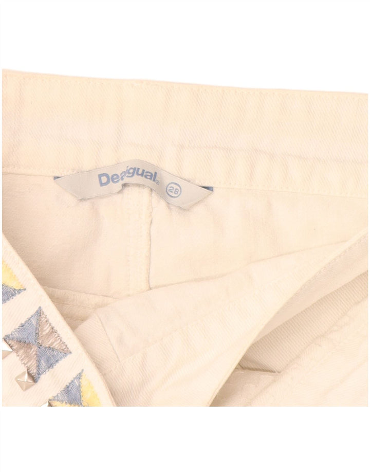 Desigual Womens Mini Denim Skirt W26 Small White Cotton