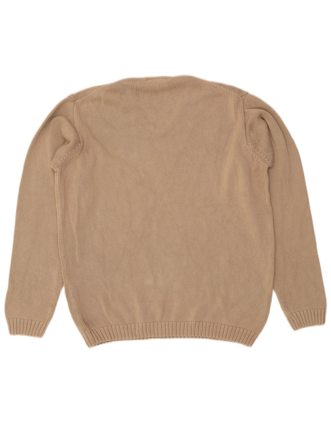 MASSIMO DUTTI Mens V-Neck Jumper Sweater EU 38 Medium Beige Cotton