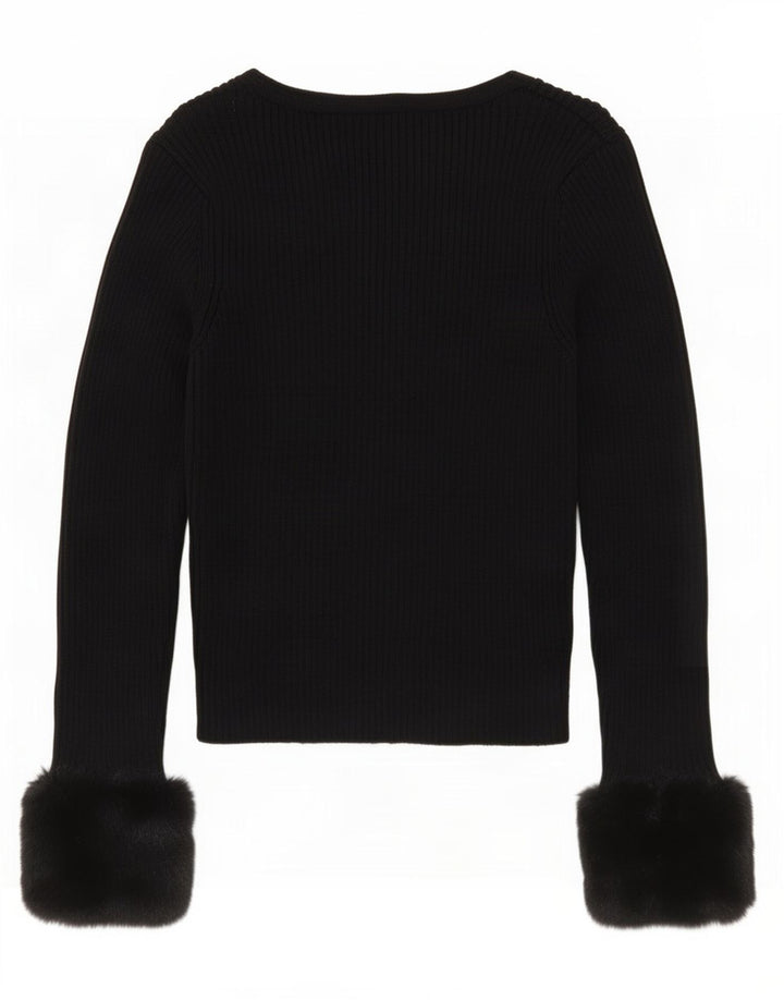 Zara Womens Crop Cardigan Sweater UK 12 Medium Black