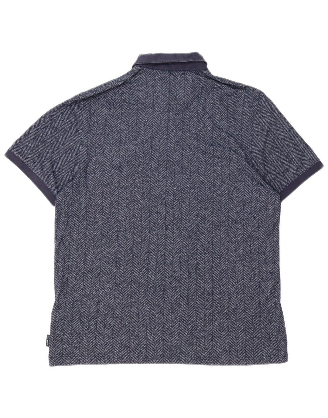 TED BAKER Mens Polo Shirt Size 6 2XL Navy Blue Herringbone Cotton