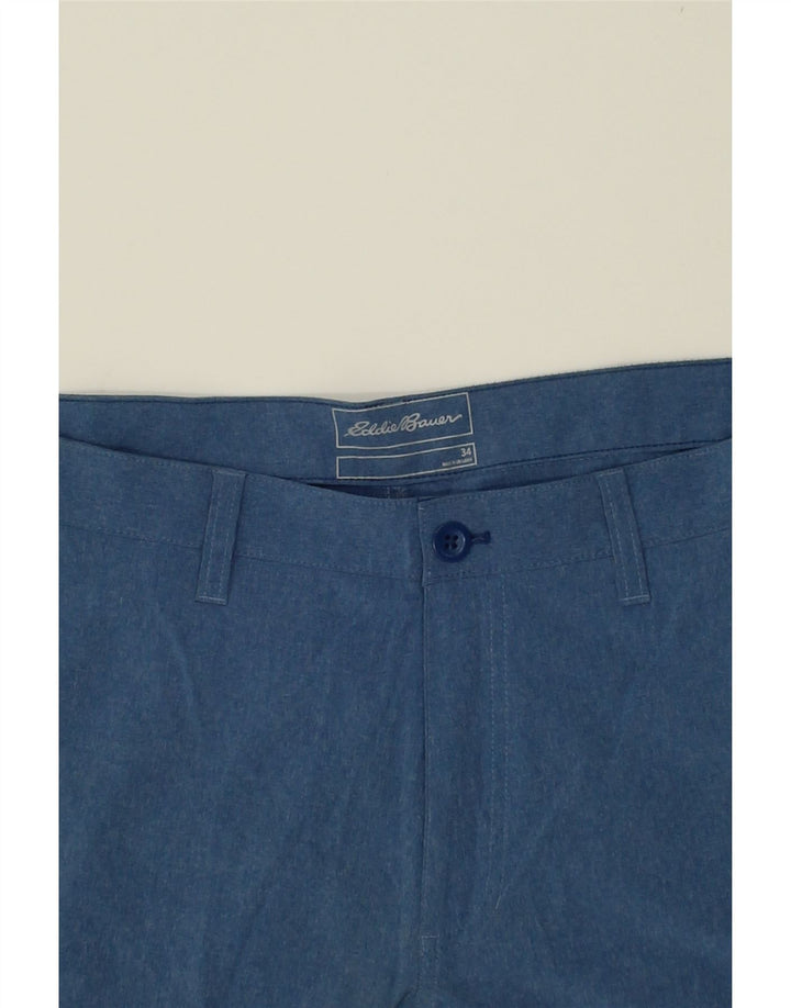 EDDIE BAUER Mens Chino Shorts W34 Large Blue Polyester Vintage Eddie Bauer and Second-Hand Eddie Bauer from Messina Hembry 