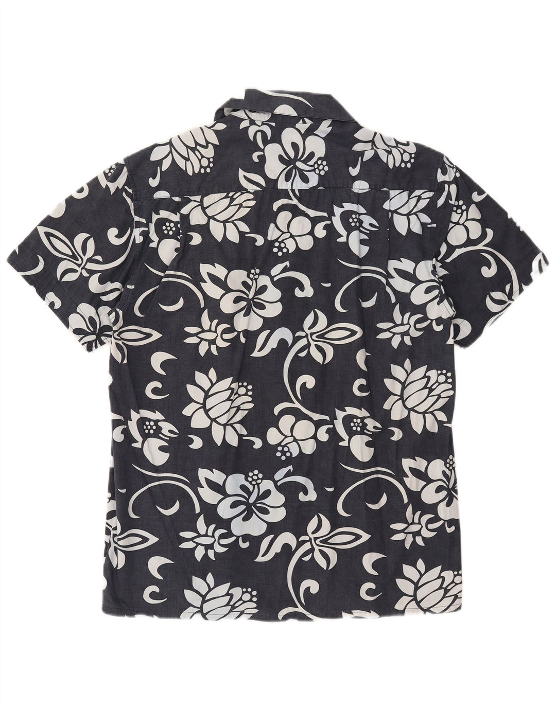 OXER Mens Short Sleeve Shirt Medium Black Floral Cotton