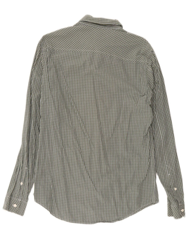 Timberland Mens Slim Fit Shirt Medium Green Gingham Cotton