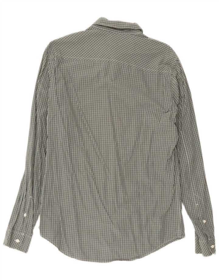 Timberland Mens Slim Fit Shirt Medium Green Gingham Cotton