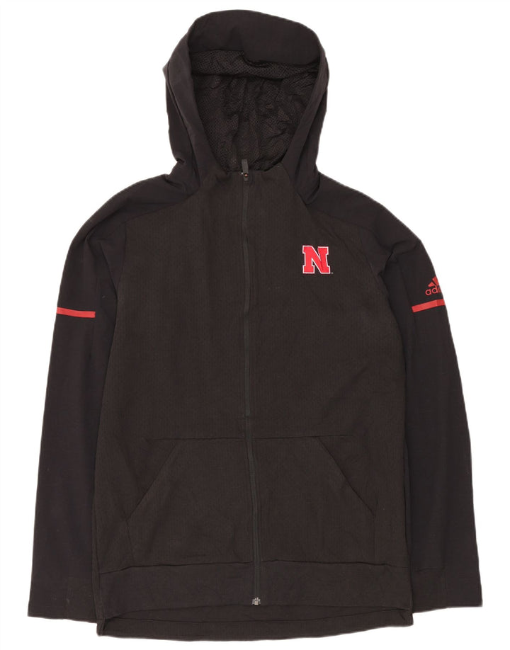 ADIDAS Mens Zip Hoodie Sweater Medium Black Polyester