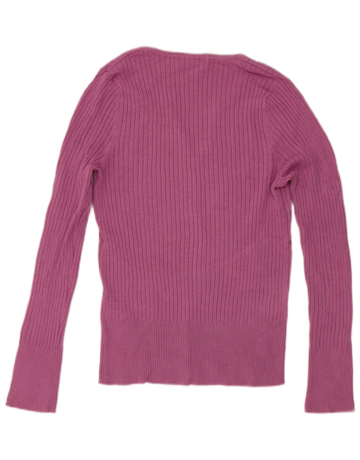 Marks & Spencer Womens V-Neck Jumper Sweater UK 12 Medium Pink Viscose