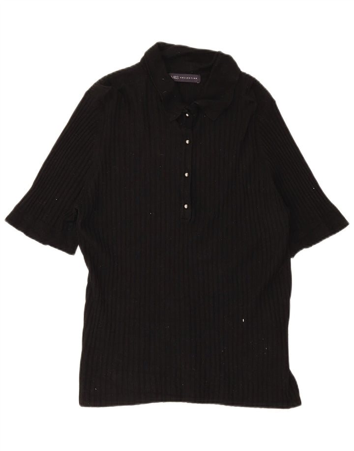 Marks & Spencer Womens Polo Shirt UK 18 XL  Black Viscose