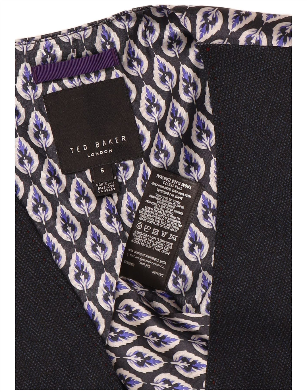 TED BAKER Mens Waistcoat Size 5 XL Navy Blue Floral Polyester