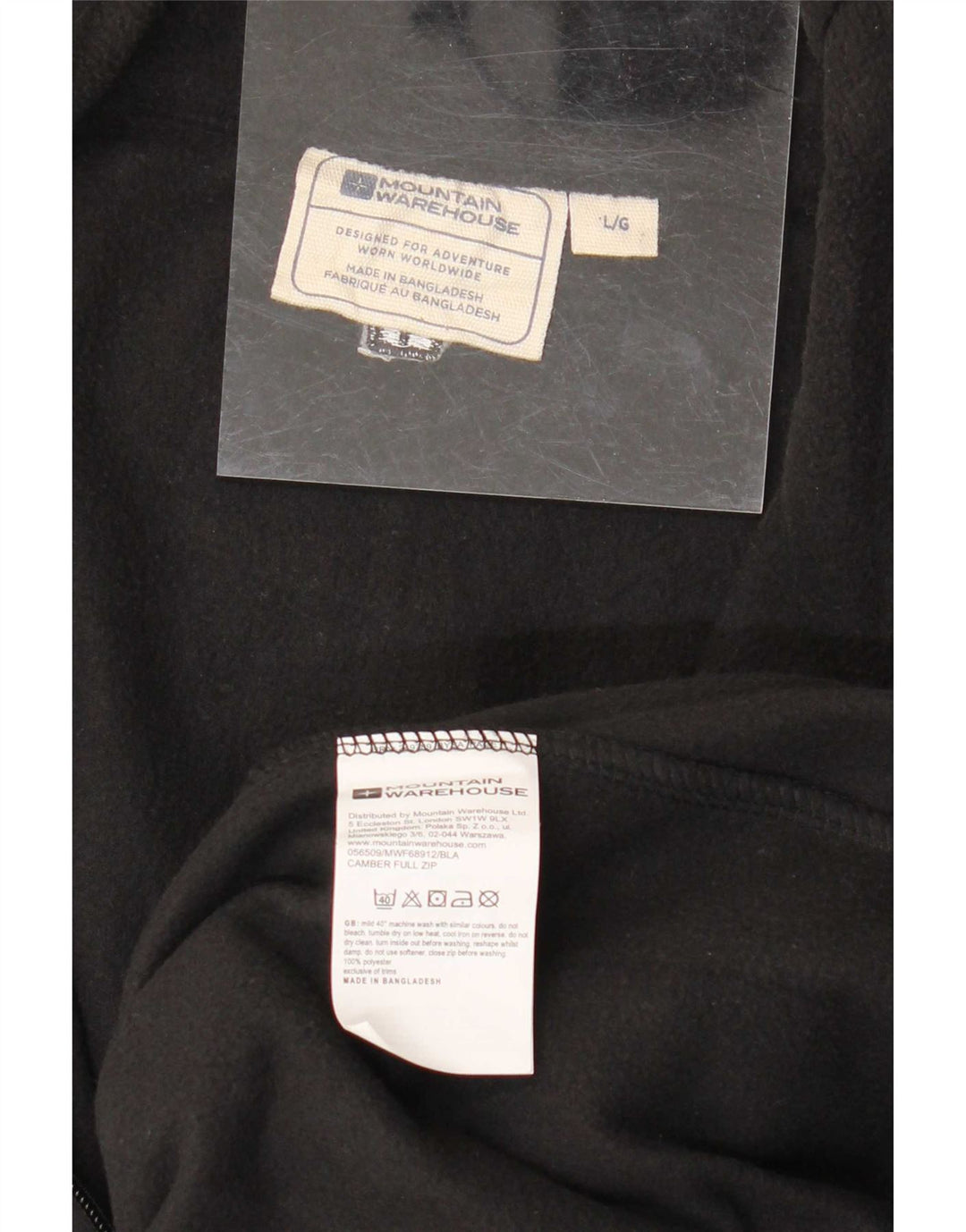 Mountain Warehouse Mens Fleece Jacket UK 40 Large Black Polyester