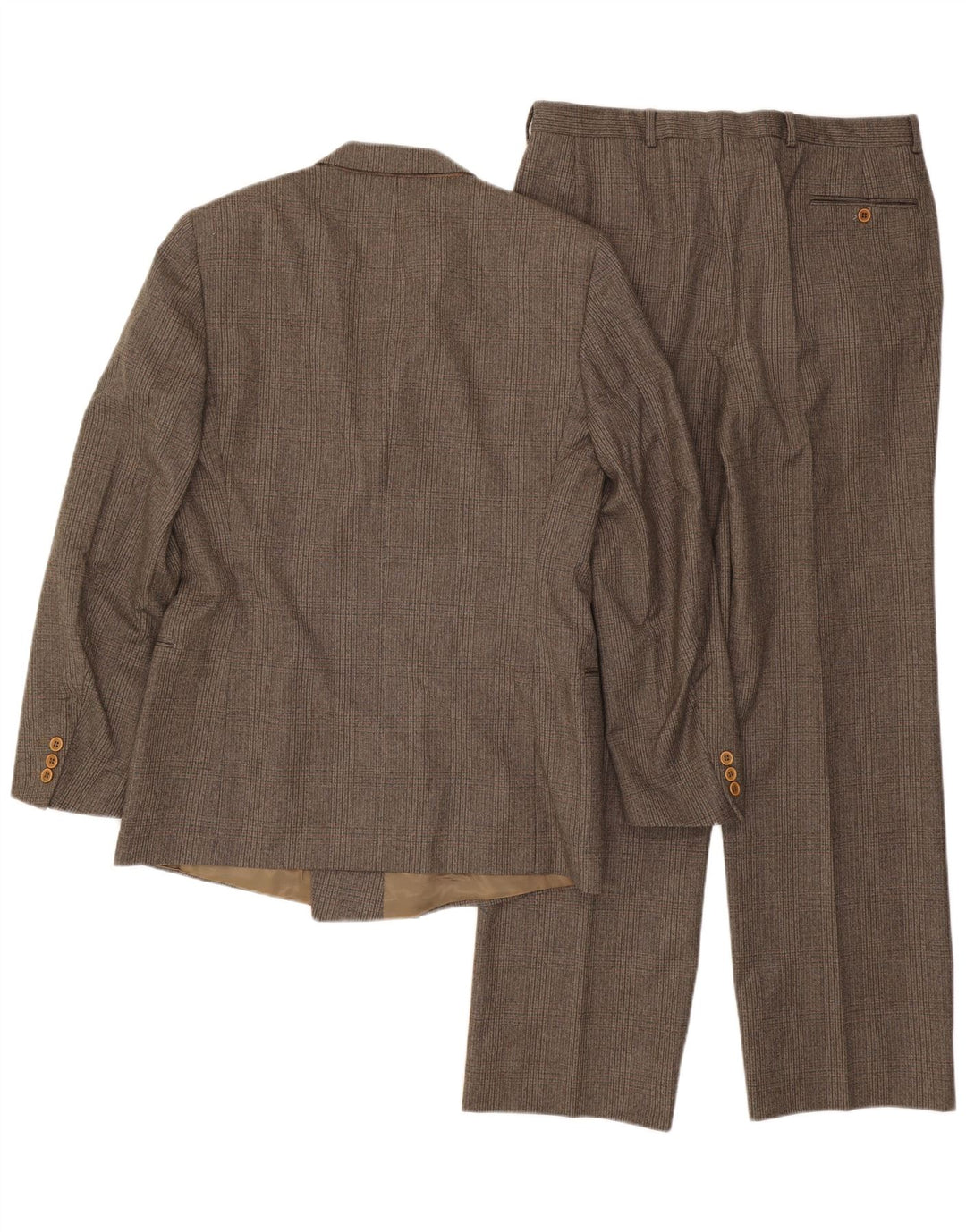 Vintage Mens 2 Piece Suit IT 50 Large W32 L32 Brown Check Wool