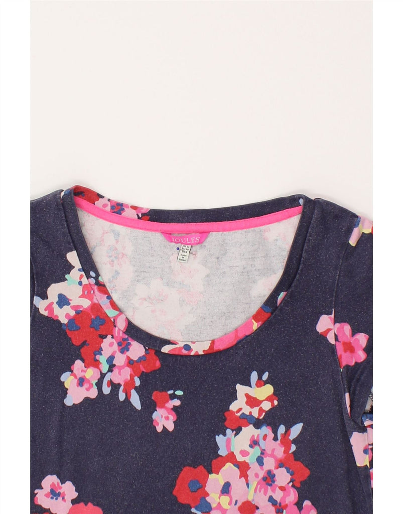 JOULES Womens T-Shirt Dress UK 12 Medium  Navy Blue Floral Cotton | Vintage Joules | Thrift | Second-Hand Joules | Used Clothing | Messina Hembry 