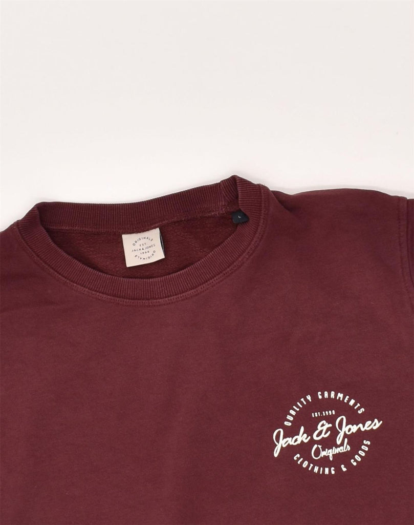 JACK & JONES Mens Sweatshirt Jumper Large Burgundy Cotton | Vintage Jack & Jones | Thrift | Second-Hand Jack & Jones | Used Clothing | Messina Hembry 