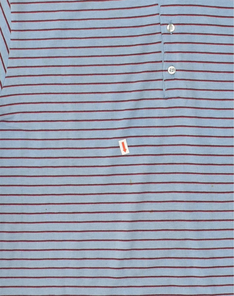 VINTAGE Mens Polo Shirt IT 54 XL Blue Striped Cotton | Vintage Vintage | Thrift | Second-Hand Vintage | Used Clothing | Messina Hembry 