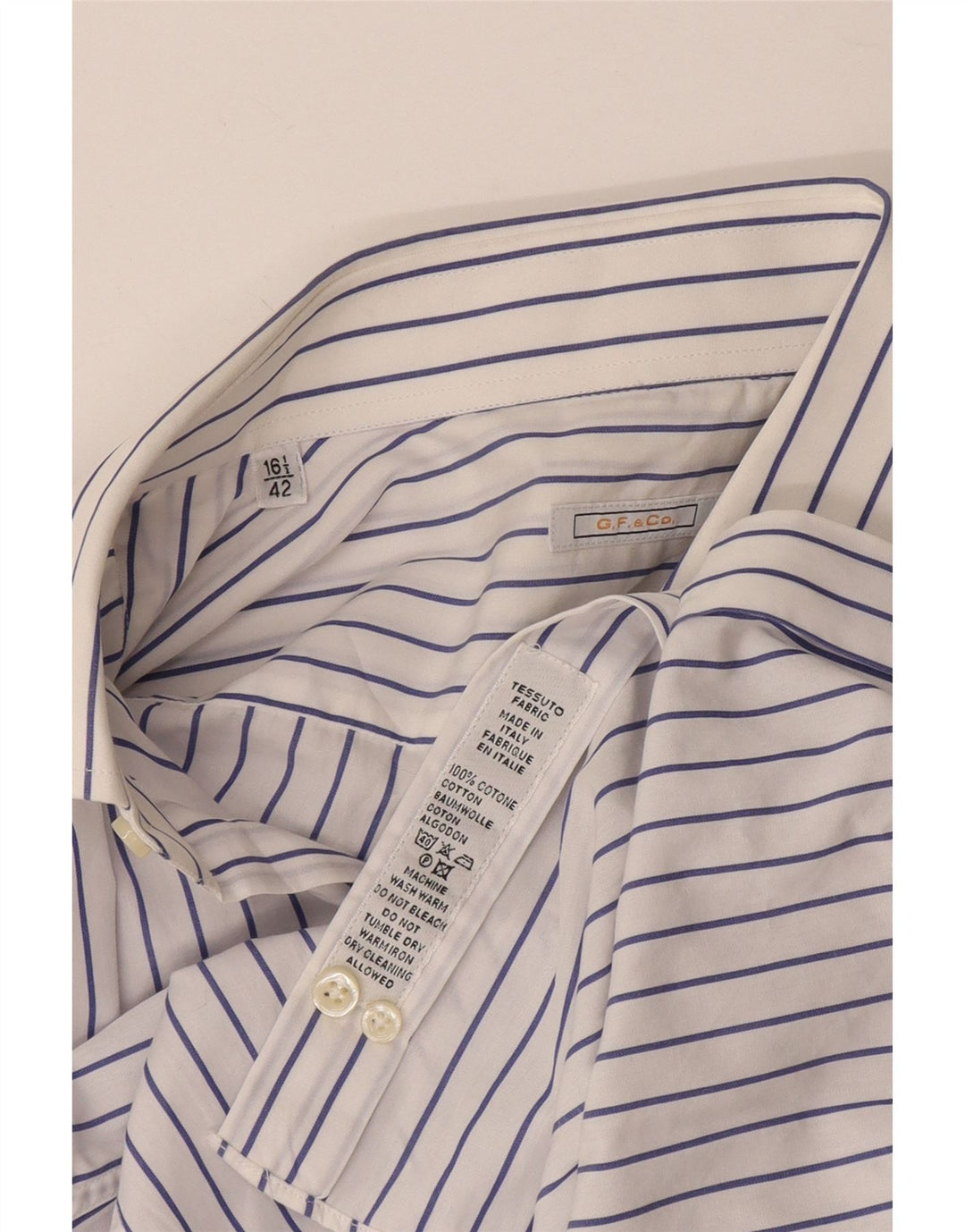 GIANFRANCO FERRE Mens Shirt Size 42 16 1/2 Large Blue Striped Cotton