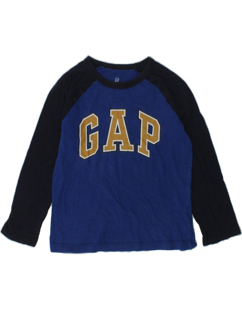 GAP Boys Graphic Top Long Sleeve 4-5 Years Blue Colourblock Cotton | Vintage Gap | Thrift | Second-Hand Gap | Used Clothing | Messina Hembry 