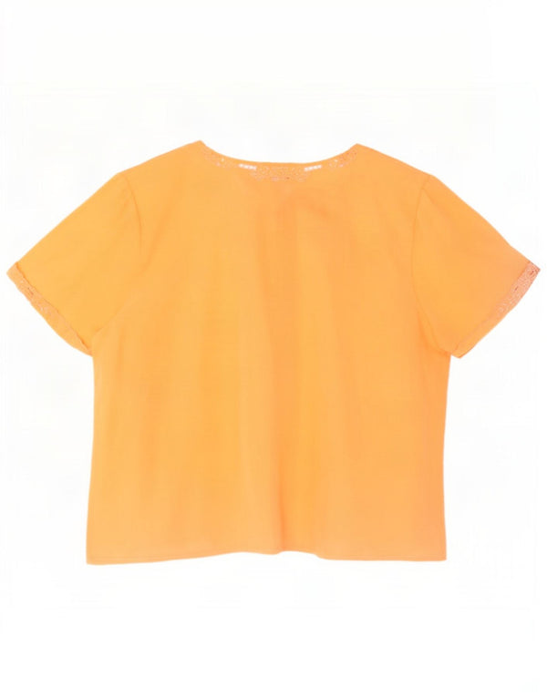 Vintage Womens Short Sleeve Shirt Blouse IT 42 Medium Orange Floral Silk