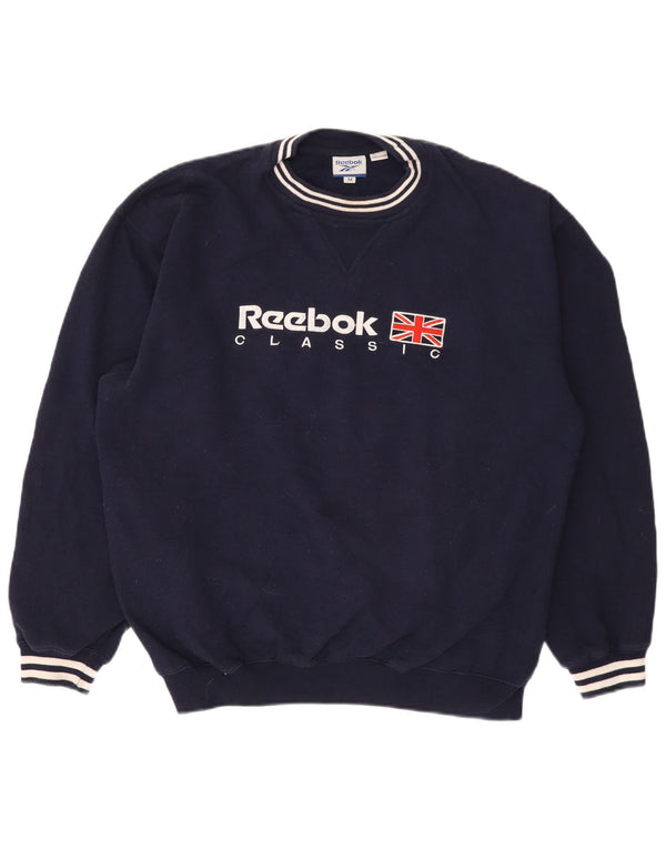 Reebok Mens Graphic Sweatshirt Jumper Medium Navy Blue Polyester