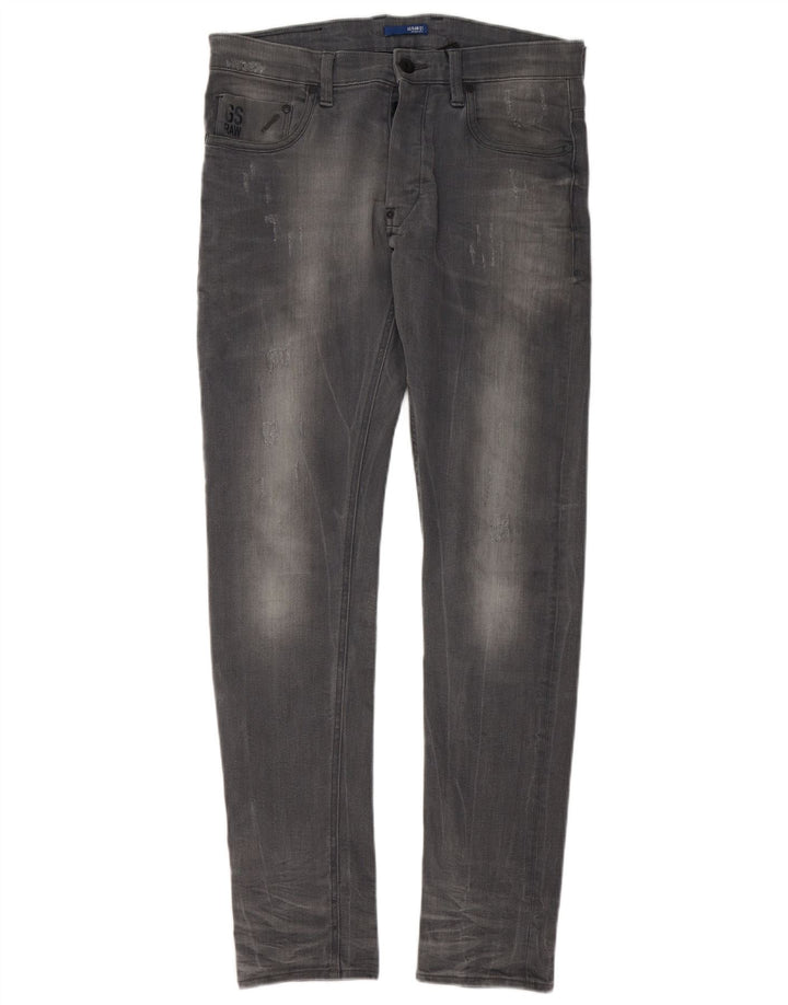 G-Star Mens Revend Distressed Super Slim Jeans W33 L34 Grey Cotton