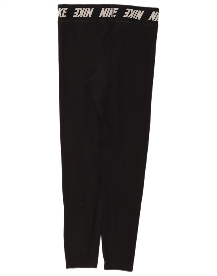 Nike Womens Graphic Leggings UK 12 Medium Black Cotton