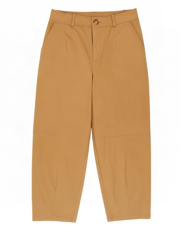 Zara Womens High Waist Loose Fit Chino Trousers Small W26 L25 Beige Cotton