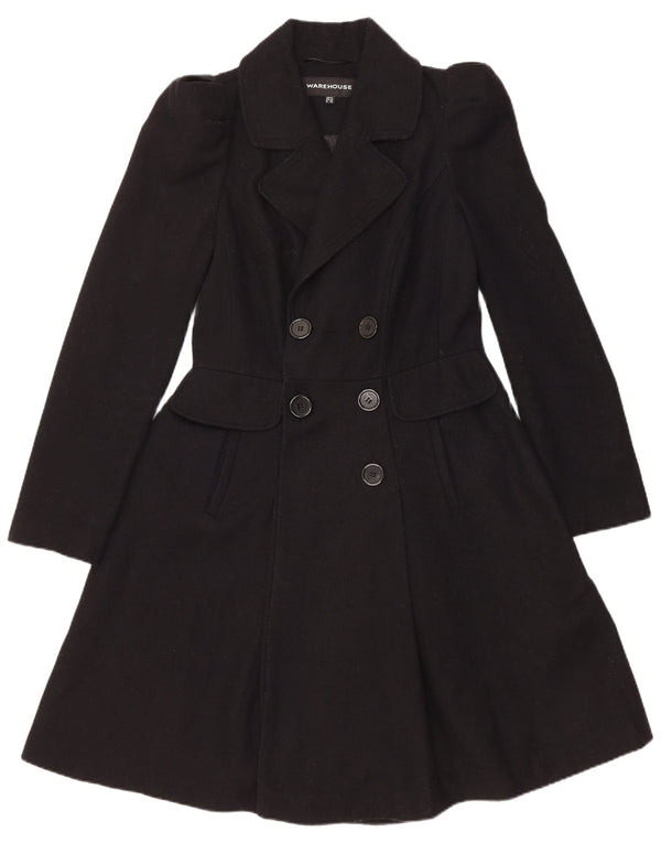 Warehouse Womens Princess Coat UK 12 Medium Black Wool