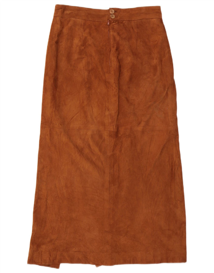 Vintage Womens Suede Maxi Skirt Medium W30 Brown