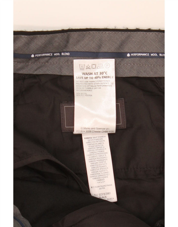 MARKS & SPENCER Mens Regular Fit Suit Trousers W34 L31 Black Wool
