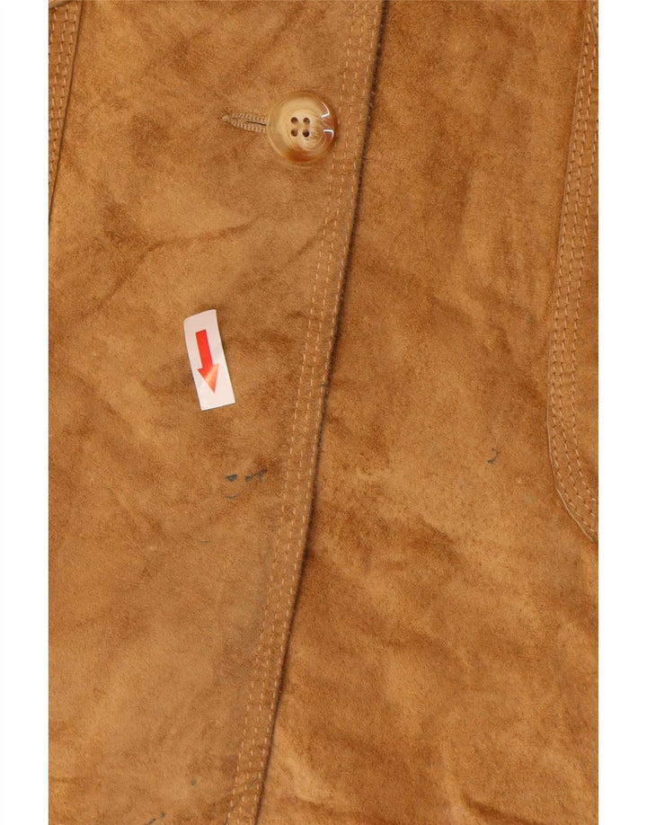 Marks & Spencer Womens Suede Overcoat UK 12 Medium Brown Leather