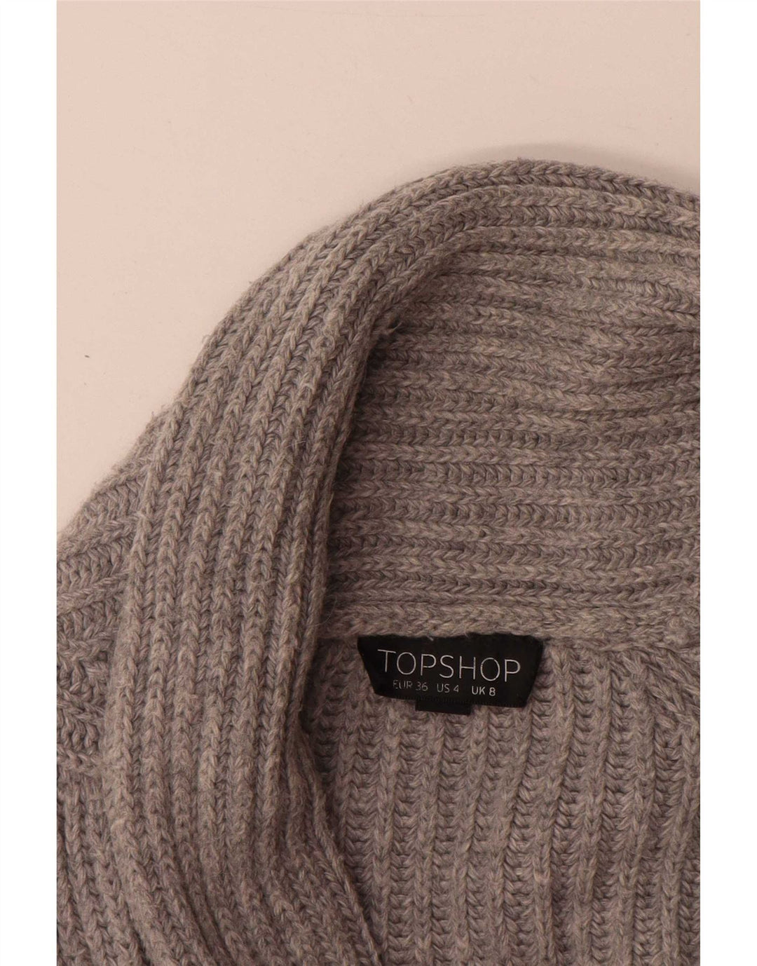 Topshop Womens Oversized Cardigan Sweater UK 8 Small Grey Acrylic