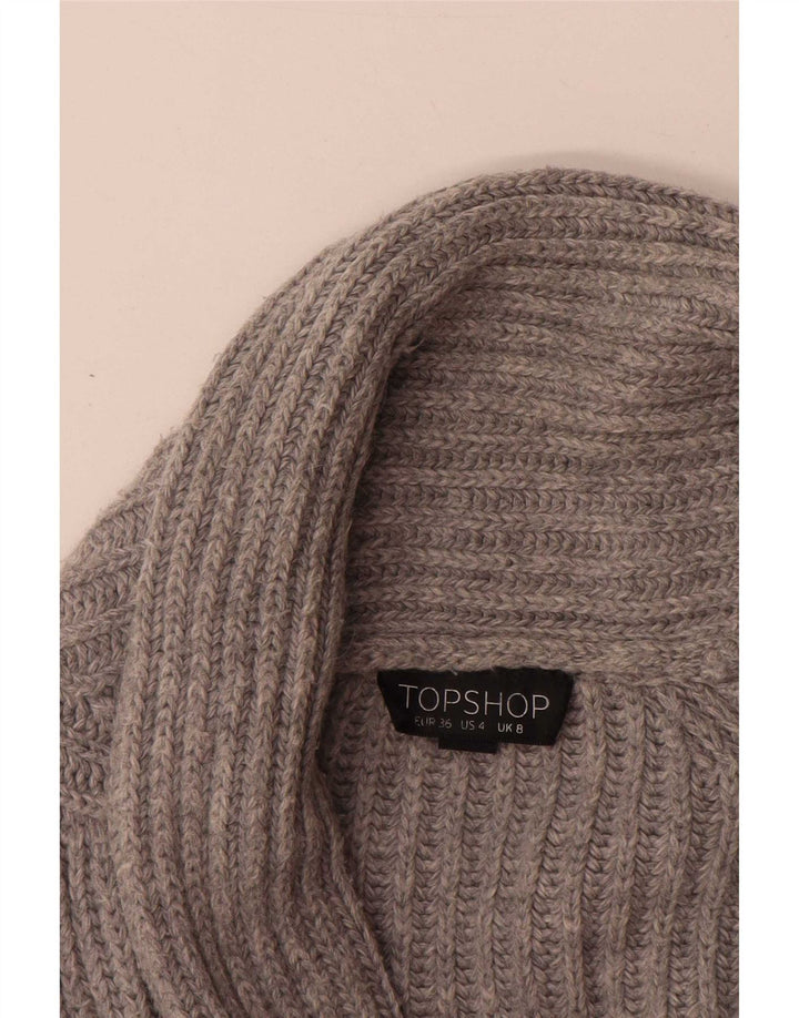 Topshop Womens Oversized Cardigan Sweater UK 8 Small Grey Acrylic