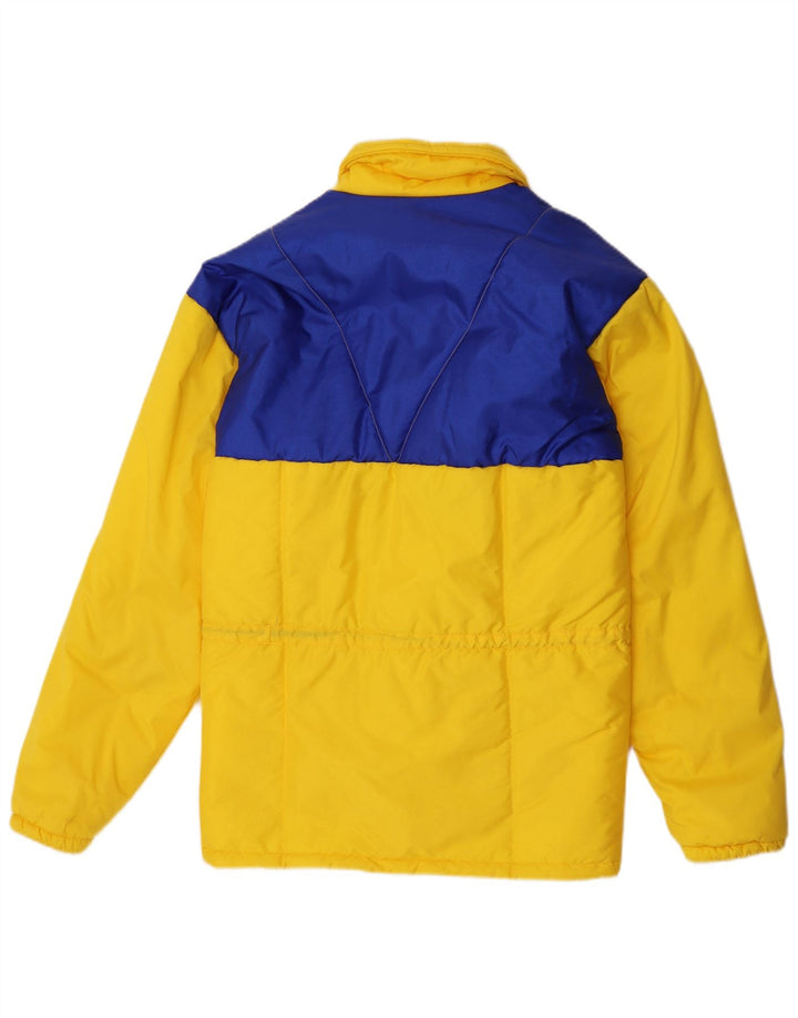 Vintage Mens Hooded Padded Jacket IT 48 Medium Yellow Colourblock Polyamide