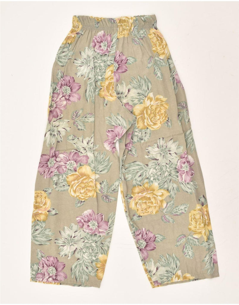 VINTAGE Womens Harem Trousers W30 L23 Grey Floral Viscose | Vintage Vintage | Thrift | Second-Hand Vintage | Used Clothing | Messina Hembry 