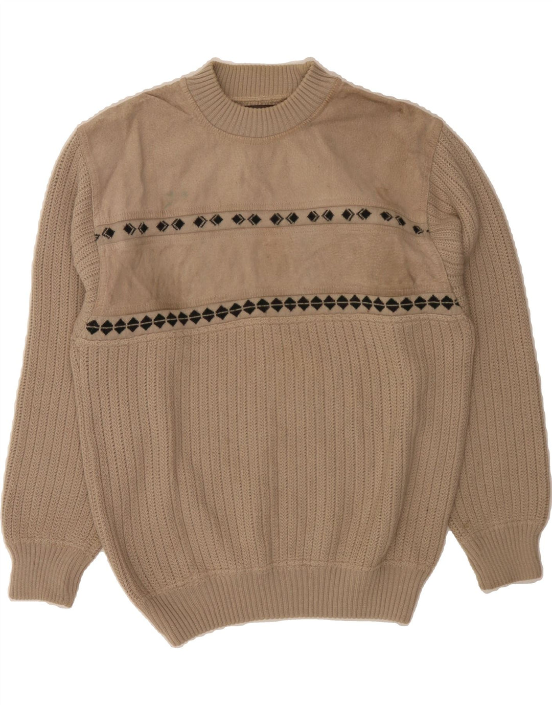 MALAGRIDA Mens Turtle Neck Jumper Sweater Medium Beige Wool Vintage Malagrida and Second-Hand Malagrida from Messina Hembry 